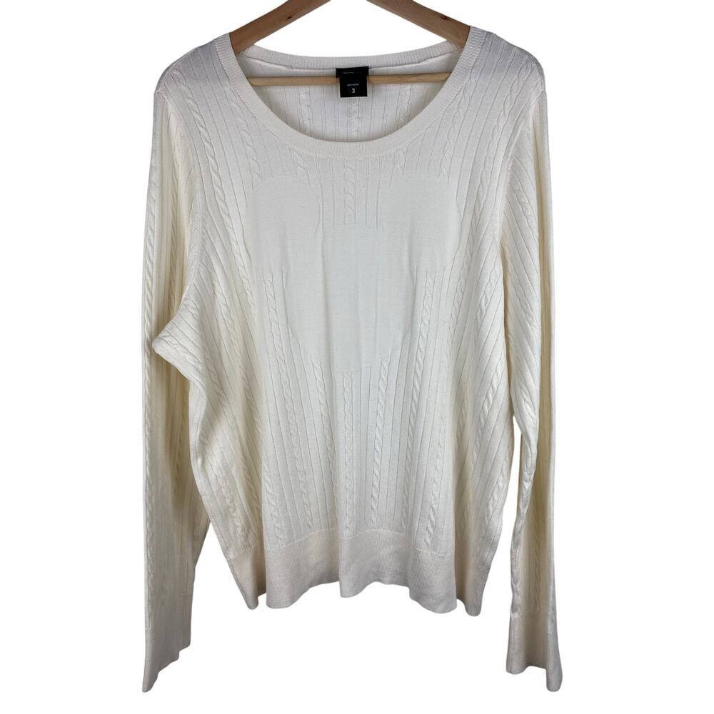 Disney Size 3 Cream Rayon Nylon Blend‎ Mickey Mouse Crew Neck Pullover Sweater *